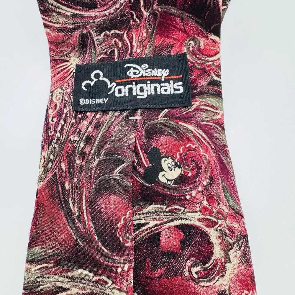 Disney Originals Red Swirl Print Mickey Mouse Mens Neck Tie 3.75 x 59
